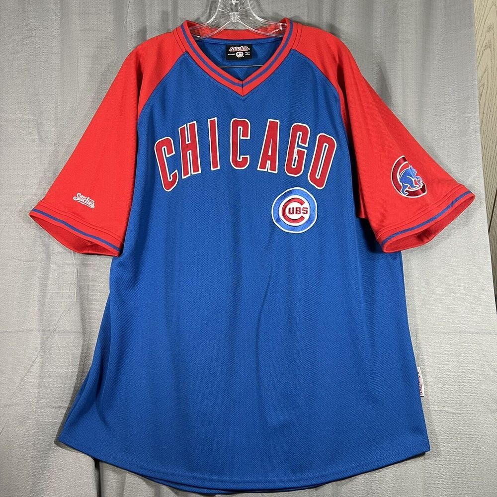 CHICAGO CUBS MLB STITCHES MEN'S ATHLETIC JERSEY SHIRT XL BASEBALL Embroidered